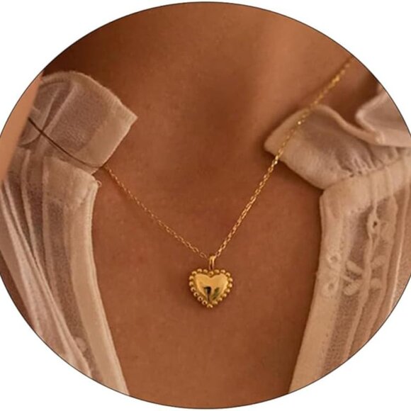 Elegant 14k Gold Plated Heart Necklace for Women - Adjustable Chain, Perfect Gif - Picture 1 of 7